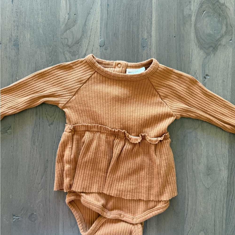 Ribbed Tan Kids Dress